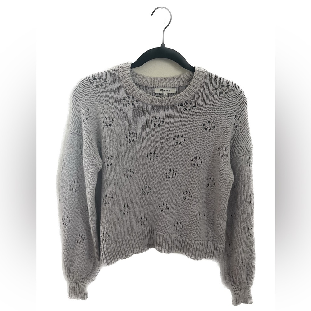 Madewell purple nit sweater with flower details. size (xs)